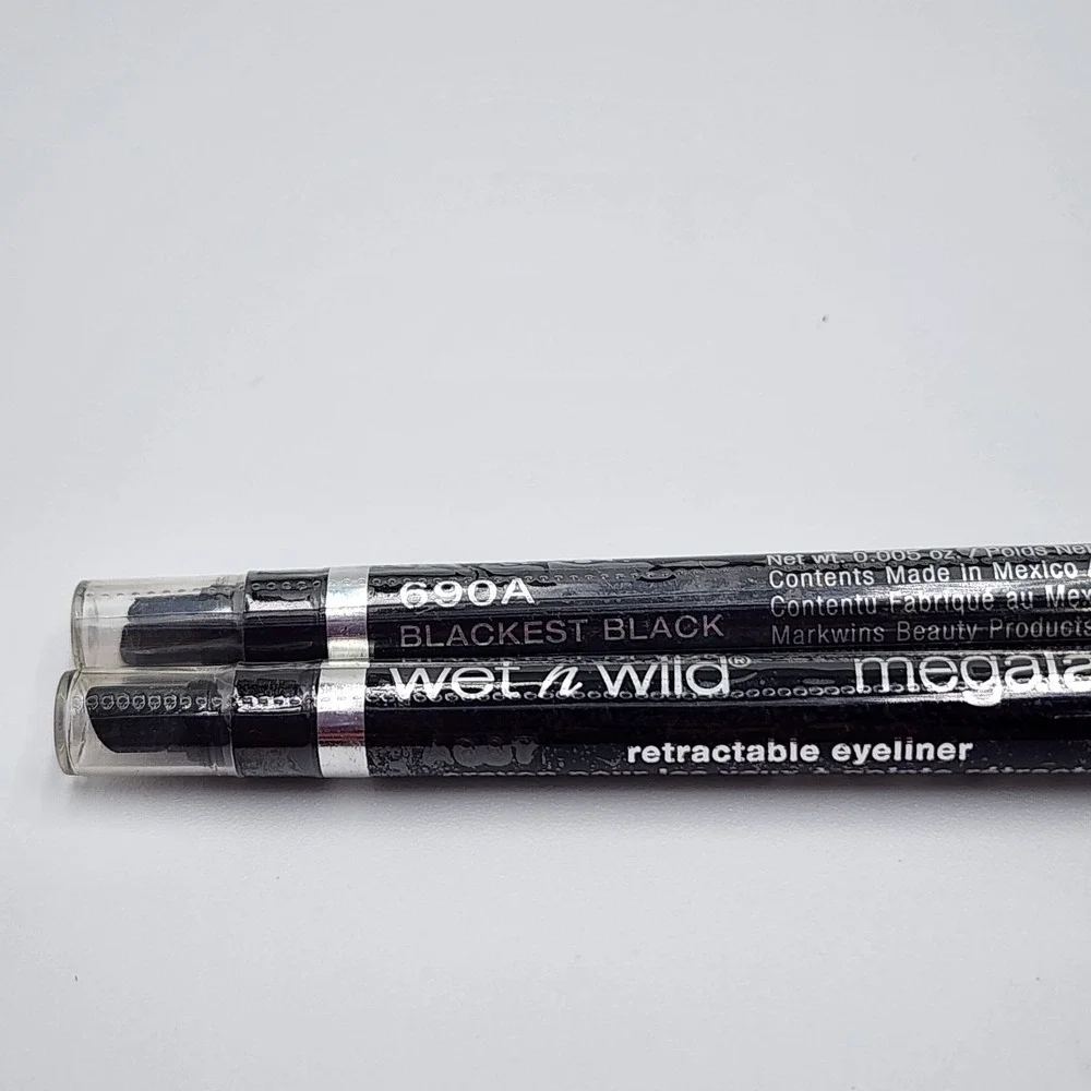 Wet N Wild Megalast Retractable Eyeliner Blackest Black 690A New Sealed Lot of 2